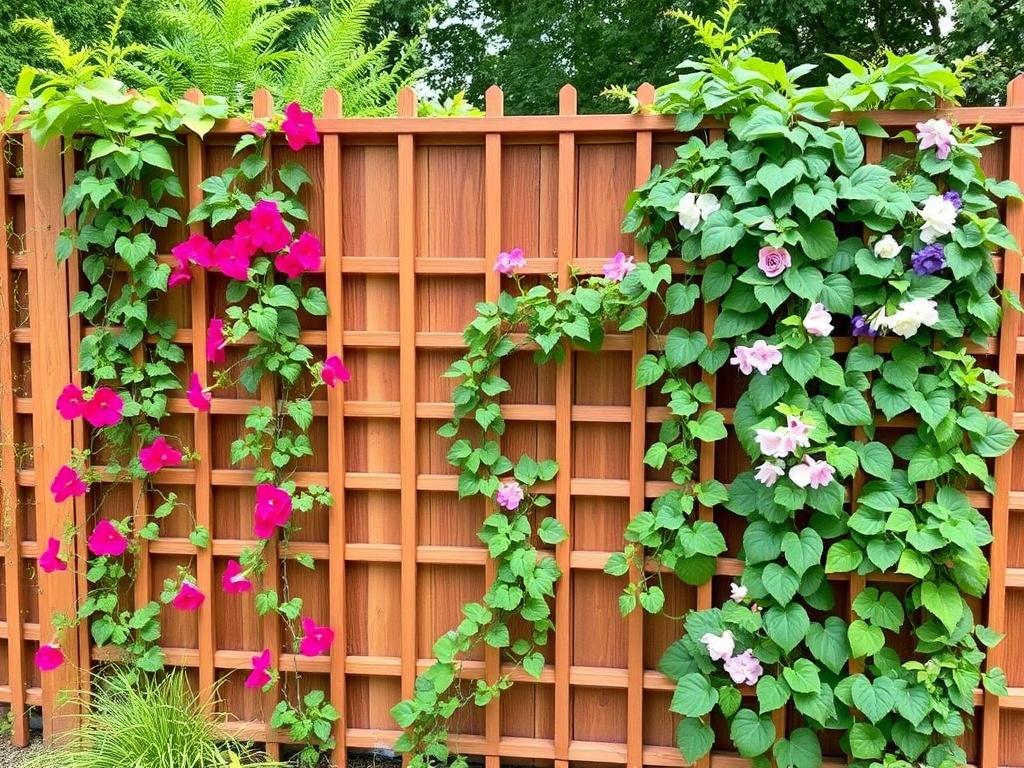 Trellis fences for climbing plants. Caring for Climbing Plants on Trellis Fences