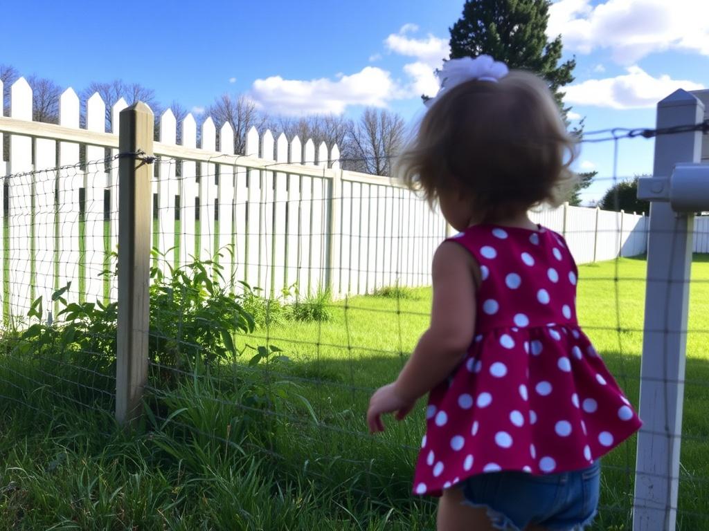 Der Zaun als Laufstall für Kinder. Seguridad: no es negociable