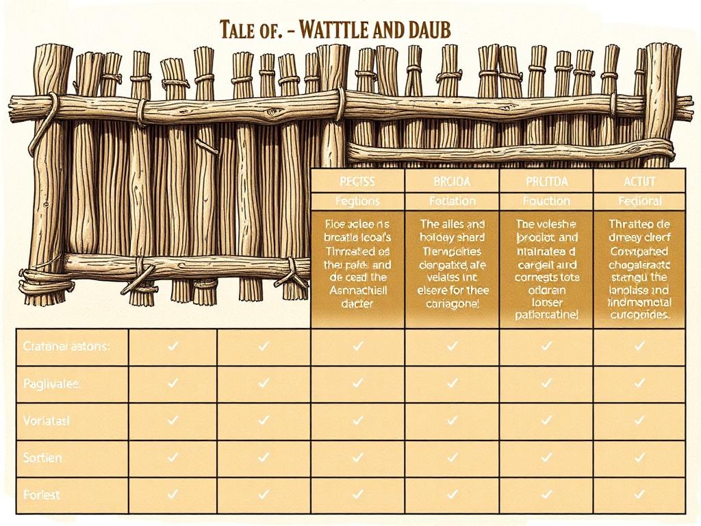 Wattle and Daub: Ancient Fencing Techniques. Tabla comparativa: variantes regionales y su enfoque constructivo