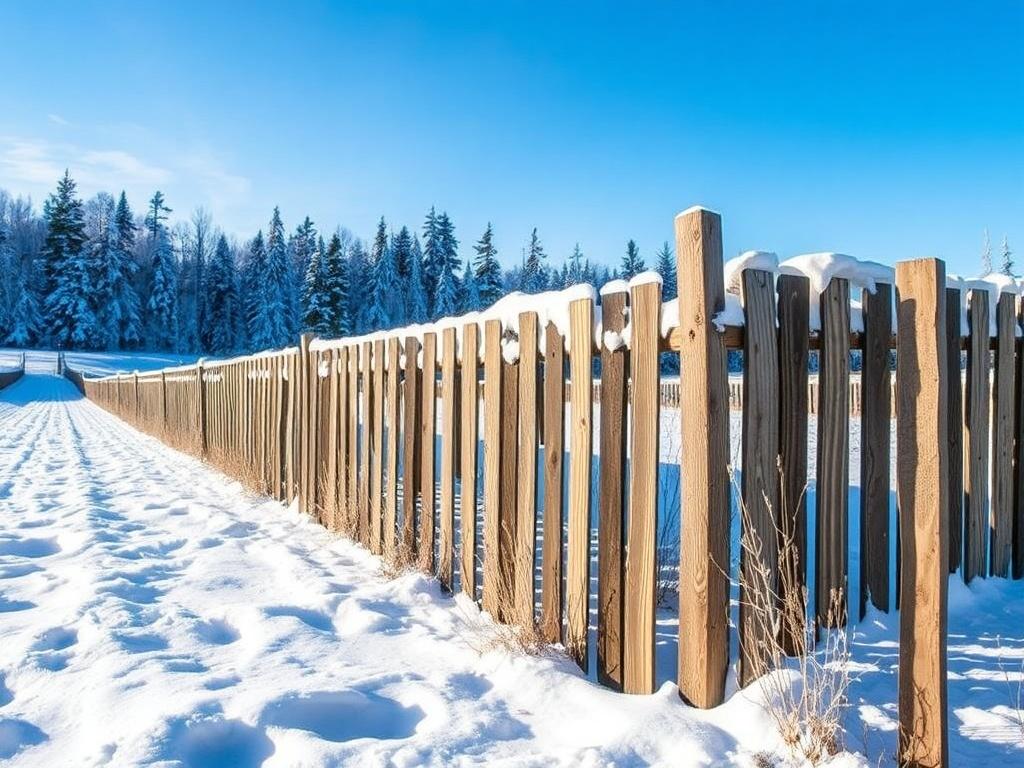 Der Zaun im Winter: Wartung und Pflege. Materiales y su comportamiento en invierno