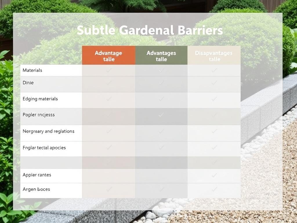 Japanese Garden Borders: Subtle and Natural Barriers. Tabla comparativa de materiales de borde: ventajas y desventajas