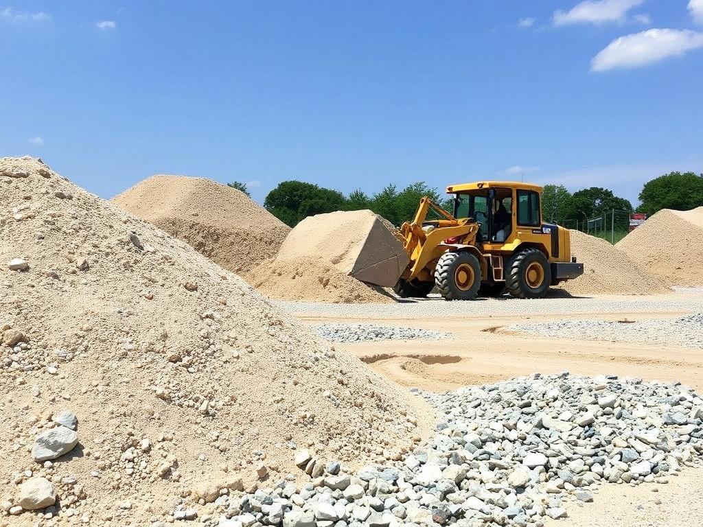 Sand and gravel for construction workфото