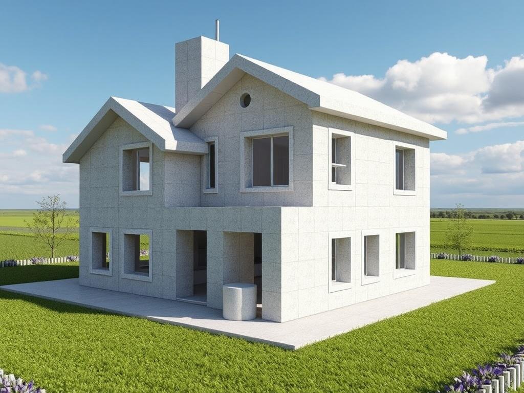 Layout of a house made of polystyrene concrete blocksфото